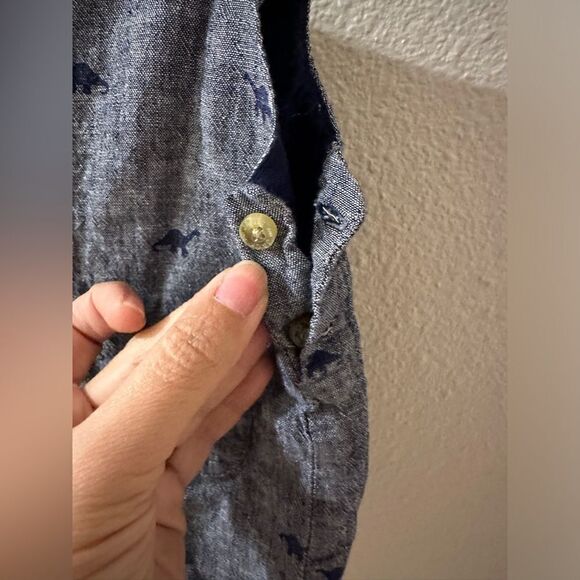 Janie and Jack Dinosaur Chambray Overalls 0-3 months - Picture 4 of 5